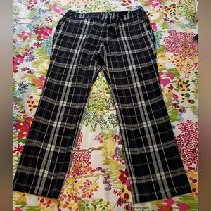 Ann Taylor Black, White & Gray Plaid Pants Size 16